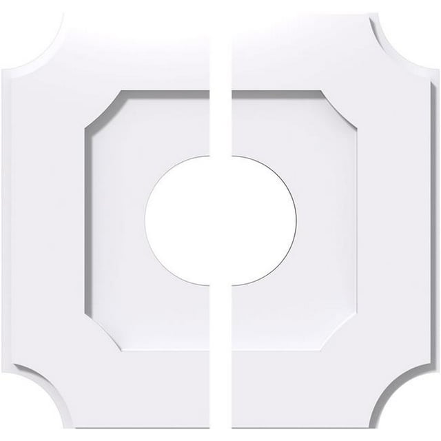 Ekena Millwork CMP10LE2-03000 10 in. OD x 3 in. ID Square Locke Architectural Grade PVC Contemporary Ceiling Medallion - 2 Piece