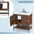 thumbnail image 3 of Costway 31" Bathroom Vanity Sink Combo Wooden Bathroom Storage Cabinet with Doors Walnut, 3 of 10