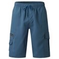thumbnail image 5 of WREESH Men's Cargo Shorts Light Clothes Casual Solid Pocket Elastic Waist Straight Short Pants Sport Shorts Outdoor Workout Shorts Blue, 5 of 6