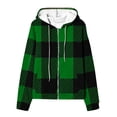 thumbnail image 5 of Kezqiaxn Womens Zip Up Hoodies Checkered Long Sleeve Loose Casual Jacket with Pockets Sweatshirts for Women Fall Plus Size Fashion, 5 of 5