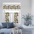 thumbnail image 6 of Kitchen Window Curtains Valance and Tier Set, Watercolor Strawberries Flower Leaves Rod Pocket Tier Curtain Valance Set, Vintage Wood Board Light Filtering Cafe Curtains for Bedroom Living Room, 6 of 9