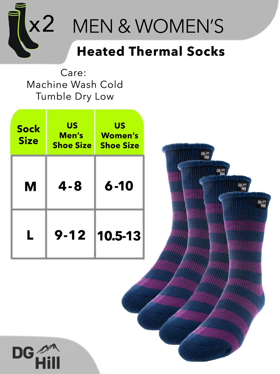 DG Hill Thermal Socks For Men, Heat Trapping Thick Thermal Insulated Winter Crew Socks, 2 Pack - image 3 of 7