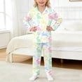 thumbnail image 2 of Easter Pjs for Kids Silk Pajamas Girls Long Sleeve Cute Print Button down Sleepwear Loungewear Set Girls Size 6-7 Years Pajamas, 2 of 4