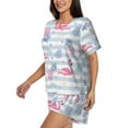 thumbnail image 2 of Naloa Flamingo and Pineapple Women's Short-Sleeved Pajama Set, Loungewear, Summer pajamas, Breathable Cozy - Medium, 2 of 9