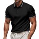 thumbnail image 1 of Blusa y camisa de manga corta con cuello vuelto para hombre, informal, lisa, de manga corta, con botones y cuello vuelto, de poliéster., 1 of 8