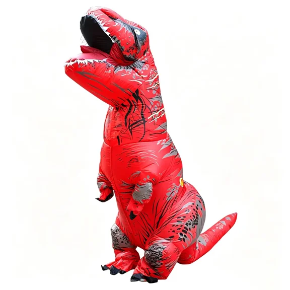 Husfou Inflatable T‑Rex Dinosaur Costume for Adults, Unisex Blow‑Up Dinosaur Costume One‑Size Fits Most with Battery Fan for Halloween Cosplay Theme Party