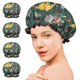 thumbnail image 7 of Shower Caps,Green Dinosaurs ChristmasTrees Socks Pattern Waterproof Shower Cap for Women 4 Pieces,Double Reusable Hair Cover for Shower PEVA Elastic Stretch Hem, 7 of 7