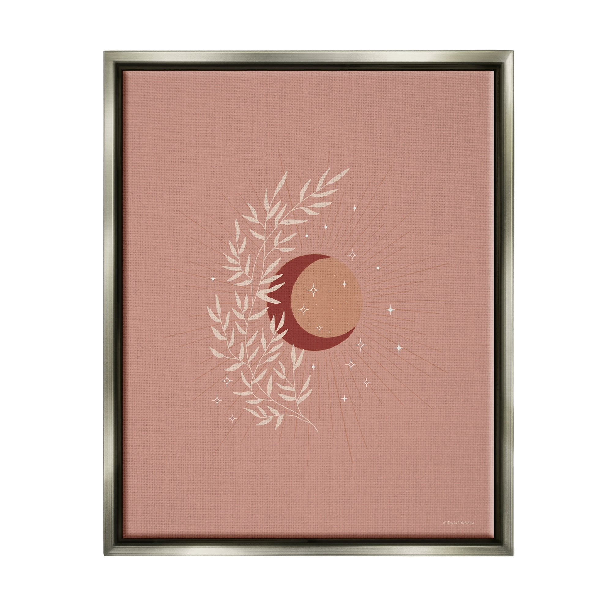 Stupell Industries Boho Herb Botanicals Astral Starry Sun & Moon Graphic Art Luster Gray Floating Framed Canvas Print Wall Art, Design by Rachel Nieman