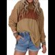 thumbnail image 1 of Blusas de Larga de Gran Tamaño, Moda 2025, Cuello Redondo, Informal, con Bloques de Color, para Mujer. Caqui XXL, 1 of 7