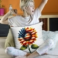 thumbnail image 4 of Moocorvic 4th of July Sunflower Patriotic Decorative Throw Pillow Covers 18 x 18 America Stars Stripes Cushion Case Fall Farmhouse Decoration, 4 of 9