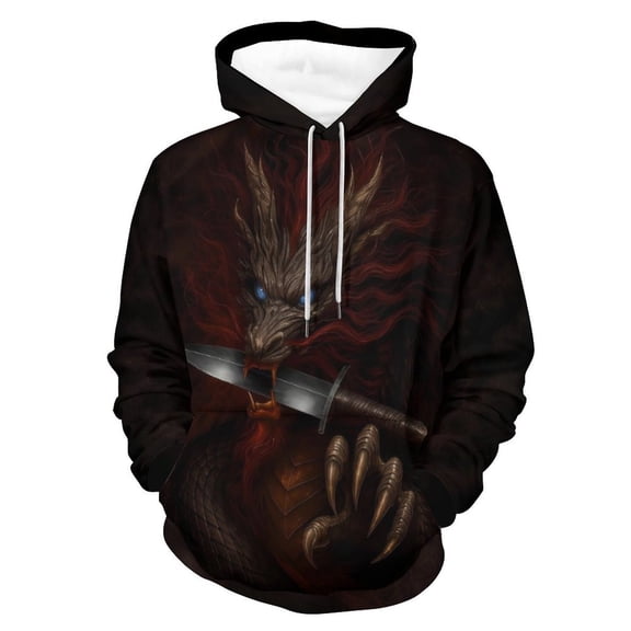 LAOLIUSN Men's Traditional Dragon Hoodie Funny Anime Graphic Sweatshirts Size S–4XL