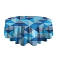thumbnail image 5 of Blue Geometric Pattern Round Tablecloth 60"x60",Wrinkle Wipeable Table Cloth for Kitchen Dining Room Picnic Patio Party, 5 of 6
