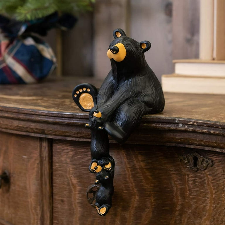 Demdaco Black Bear Friends Resin Salt and Pepper Shakers and Toothpick  Holder