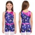 thumbnail image 2 of iiniim Girls Gymnastics Yoga Dance Sport Sets Print Leotard with Shorts Dancewear Size 4-16 Navy Blue 12, 2 of 7