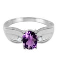 thumbnail image 2 of Mauli Jewels Rings for Women 0.9 Carat Oval Amethyst and Diamond Ring 4-Prong 10K White Gold, 2 of 6