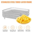 thumbnail image 3 of FUTUREORYY 3Pcs Stackable Stainless Steel Air Fryer Racks with Tong Multi Layer Square Mesh Dehydrator, 3 of 6