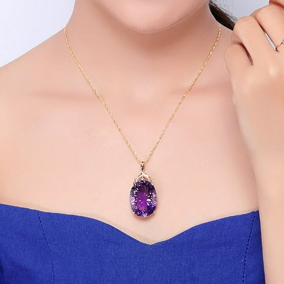 Fashion Silver Amethyst Necklaces Gold Chain Pendants Women Wedding Jewelry BWA
