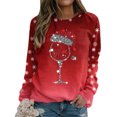 thumbnail image 4 of Fshinging Fashion Pullover Sweater Tops For Womens Merry Christmas Print O Neck Sweatshirt Round Neck Fit Pullover Tops Casual Long Sleeve Workout Shirts Loose Blouse, 4 of 6