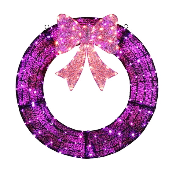 MYZBBD Christmas Wreath 36in Pre-Lit with LED Lights and Bows for Indoor Outdoor Holiday Decor, Energy-Efficient Warm White Lights, Mantel Christmas Decorations