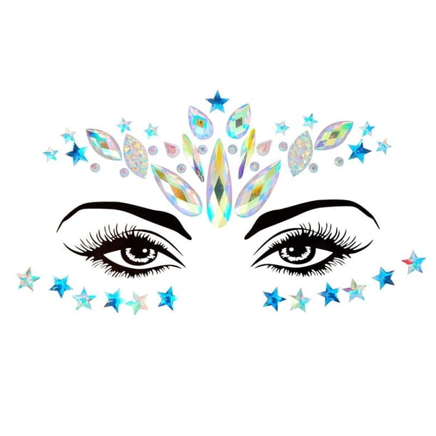 Pegatinas de tatuaje temporal para fiesta de Halloween, tatuaje de cejas 3D de diamante, maquillaje de espectáculo para niños, joyería facial DIY, decoración de tatuaje
