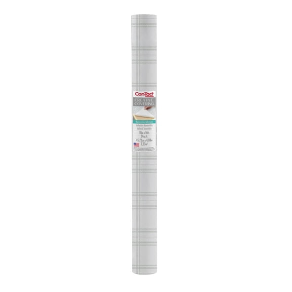 Con-Tact Creative Covering™ Printed Vinyl Top - Boho Plaid Sage, 18 in. x 16 ft., Best Used for Surface Protection and Shelf Organization