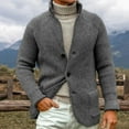 thumbnail image 2 of CharmCyan Men Knitted Cardigan Shawl Collar Button Down Long Sleeve Chunky Sweater Casual Warm Outerwear with Pockets Gray M, 2 of 2