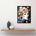 thumbnail image 2 of In Deep Thought Woman Face Colourful Geometric Patterns Bubbles Pop Art Halftone Art Print Framed Poster Wall Decor 12x16 inch, 2 of 5