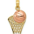 thumbnail image 1 of 14K Two-Tone Basketball Hoop With Ball Pendant (21 X 12) Made In Peru k2102, 1 of 6