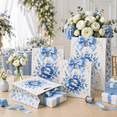 thumbnail image 7 of 10 Pack Blue White Floral Gift Bags with Ribbon Handles, 7.9 x 3.5 x 7.1 in, Bridesmaid Wedding Party Favor Bags for Bridal Shower Birthday Gift Wrap, 7 of 7