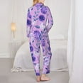 thumbnail image 5 of Kll Violet Print Women'S Long Sleeve Pajamas With Pants Sleepwear Loungewear 2 Set-X-Large, 5 of 9