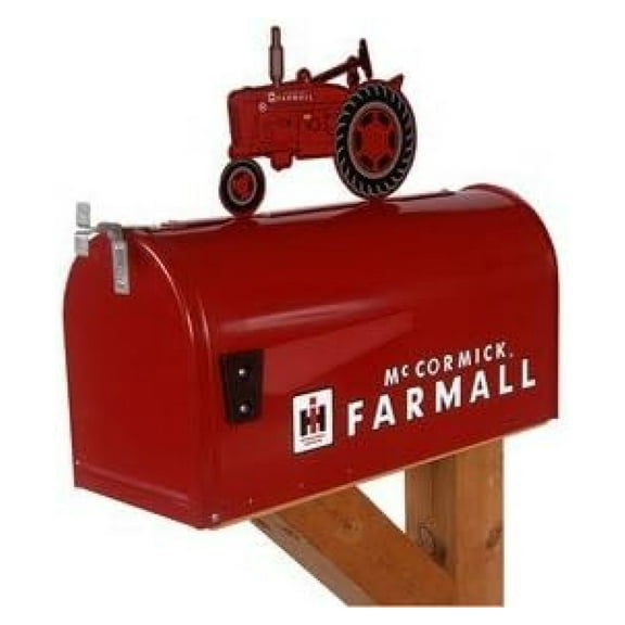 Farmall Model M Rural Mailbox with Topper Red by Distel Grain