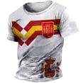 thumbnail image 4 of Camiseta de verano de España para hombre, con emblema nacional de España, estampado 3D, cuello redondo, holgada, ropa de gran tamaño para hombre, 4 of 5