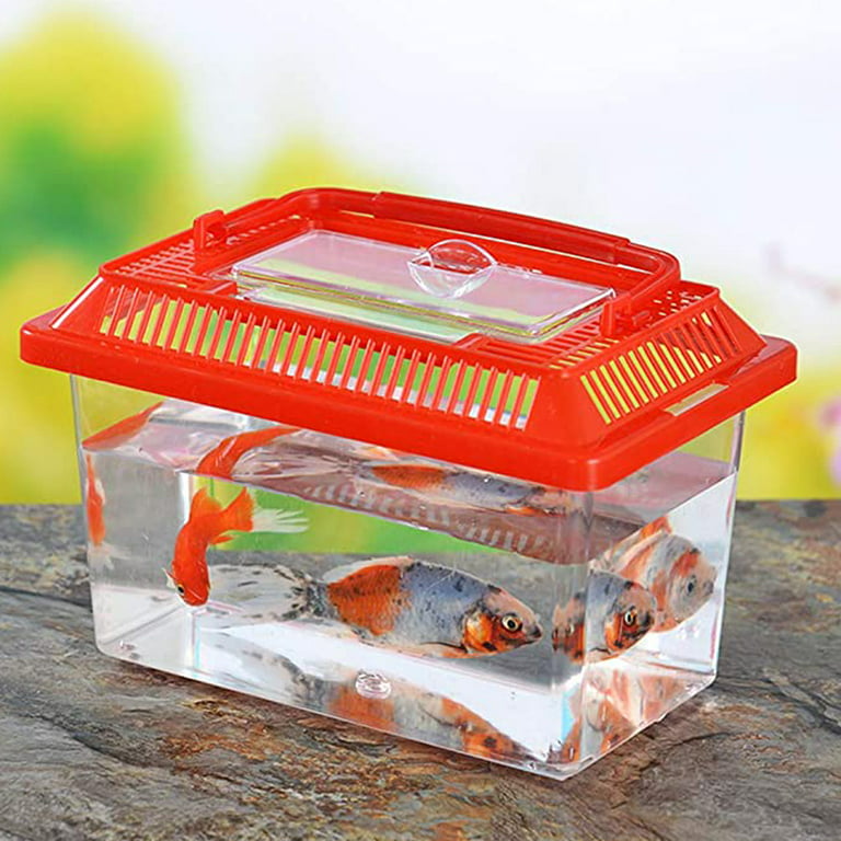Portable Pet Breeding Box Transparent Tortoise Cylinder Goldfish Bowl Random Color, Size: 22 * 14 * 15cm