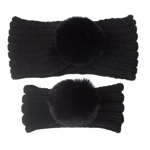 EnJoCho Womens Baby Christmas Headband Set for Family Cute Soft Stretch Knitted Headbands Knotted Solid Headwear for Mom & Baby