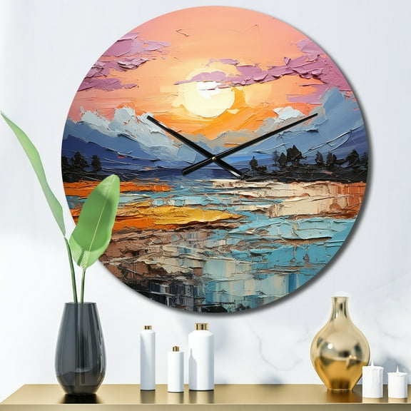 Designart "EFlowal Terrain II" Abstract Impressionism Oversized Wall Clock