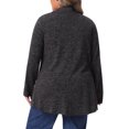 thumbnail image 3 of Cárdigan de punto para mujer de tallas grandes Agnes Orinda, con solapa, de manga larga, abierto por delante, con dobladillo irregular, suéter casual suave 2X gris oscuro, 3 of 6