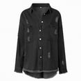 thumbnail image 6 of Towmus Jacket for Women Oversized Boyfriend Jean Jacket Button Up Frayed Hem Shacket Distressed Ripped Denim Jackets, 6 of 7