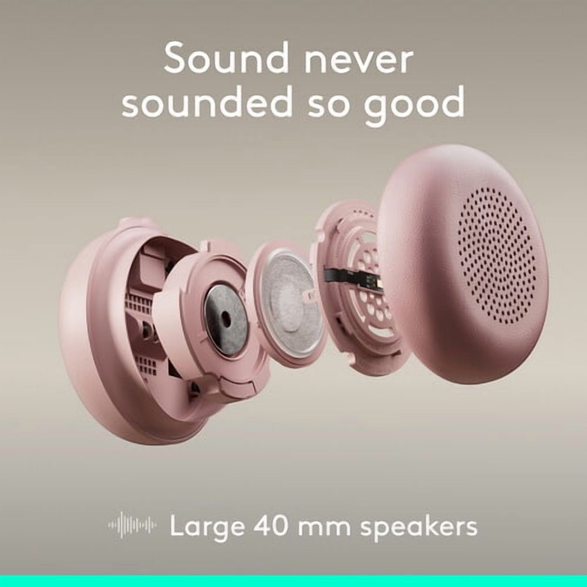 Logitech Zone Wired 2 Active Noise Cancelling Closed-Back On-Ear Stereo Headset, Rose