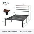 thumbnail image 3 of Allewie Twin Size Metal Platform Bed Frame with Brown Shelf, Vintage Headboard, Adult, 3 of 8