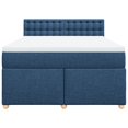 Box spring bed with mattress blue 140x200 cm fabric