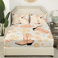 thumbnail image 3 of Cowgirl Boots Hat Twin Bed&nbsp;Sheets Set,Glitter Western Cowgirl Flower Bedding Set for Girls Kids Room Decor,Groovy Floral Sheets Rustic Country Flowers Fitted Sheet Set 3Pcs, 3 of 6