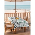 thumbnail image 2 of Outdoor Tablecloth with Umbrella Hole for Patio/Picnic/Party/Camping, Abstract Green Ink Dots Waterproof Table Cloth Rectangle Table Cover Washable, Boho Minimalist Middle Century Art (52"x 70"), 2 of 9