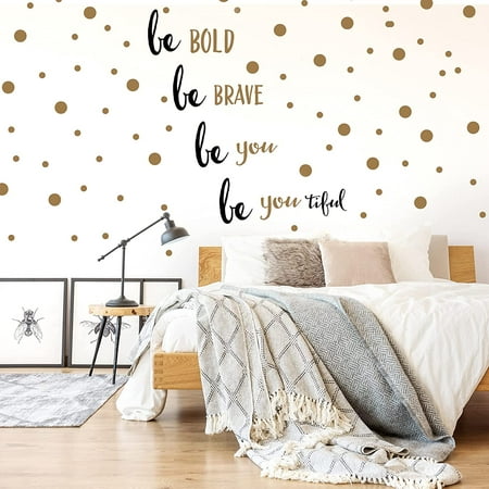 Wall Decor Inspirational Stick Decals With 100 Pieces 4 Diffe Size Gold Dots Decal - Are Wall Decals Easy To Remove