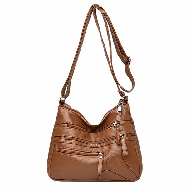 Bolso de hombro sólido de PU para mujer Bolso bandolera clásico con múltiples bolsillos (marrón) Tmvgtek Oficina Multiescena Multifunción