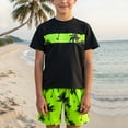 thumbnail image 2 of Wxirdiow Boys Swimsuit Kids Short Sleeve Sunsuit Swimwear Boys Two Piece Rash-Guard-Sets Cute Pattern Green Size,16 Years, 2 of 6