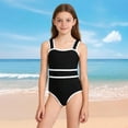 thumbnail image 2 of Bosanter Girls Swimsuit One-Piece Bathing Suit Athletic Swimwear Breathable Stylish Swimwear Beach Bathing Suit, Black 7-8Y, 2 of 8