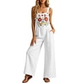 thumbnail image 6 of FchengtaiS Summer Boho Jumpsuit Women Floral Embroidered Sleeveless Rompers Casual Loose Wide Leg Overalls With Pockets, 6 of 7