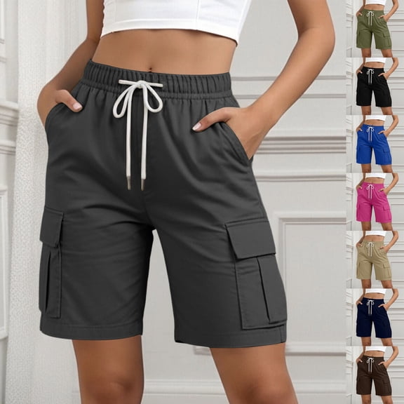 Zedker Cargo Shorts Women Athletic Shorts Boys School Uniform Causal Active Summer Clothes with Pockets Size S-XXL