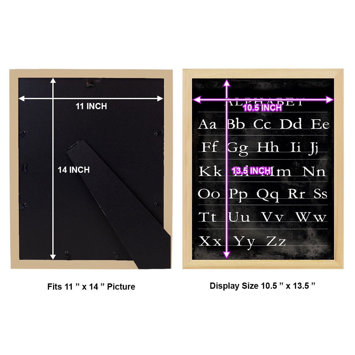 Alphabet Chart - Framed Print w/glass - Natural Wood