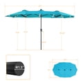 thumbnail image 4 of ACEGOSES 13x7.2Ft Large LED Double-Sided Rectangular Outdoor Patio Market Umbrella with Crank, Solar Panel, Lake Blue, 4 of 7